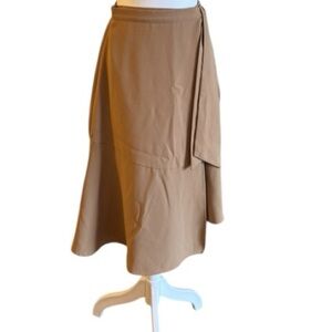 EXPRESS Mid Length Tan Brown Side Tie Wrap Skirt Size 2